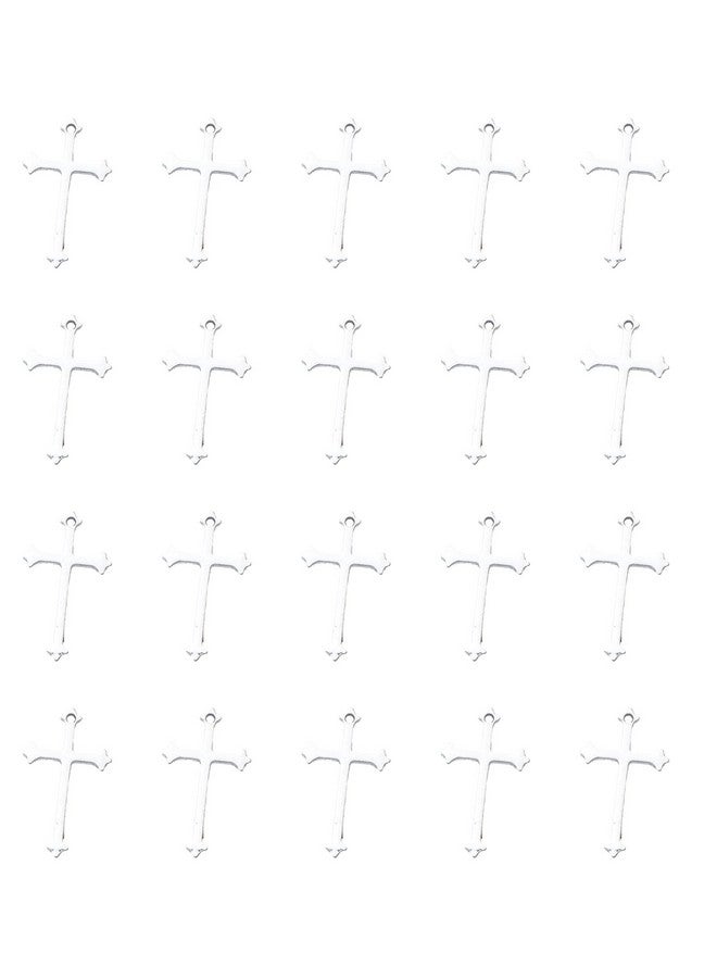 Ruwado 50 Pcs Cross Charms for Jewelry Making Alloy Metal 23 x 14 MM Christ Jesus Small Beads Pendants for DIY Jewelry Making Finding Necklace Bracelet Earring Kit Supplies (Silver) - Image 1