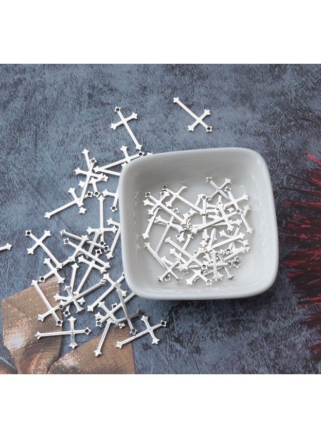 Ruwado 50 Pcs Cross Charms for Jewelry Making Alloy Metal 23 x 14 MM Christ Jesus Small Beads Pendants for DIY Jewelry Making Finding Necklace Bracelet Earring Kit Supplies (Silver) - Image 3