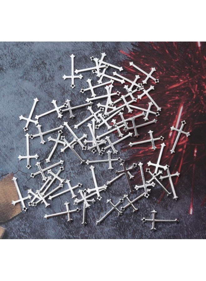 Ruwado 50 Pcs Cross Charms for Jewelry Making Alloy Metal 23 x 14 MM Christ Jesus Small Beads Pendants for DIY Jewelry Making Finding Necklace Bracelet Earring Kit Supplies (Silver) - Image 5