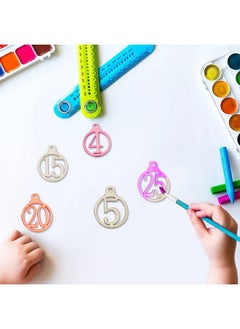 Yueton yueton 50PCS 1-25 Wooden Numbers Ornaments, Unfinished Number Wood Pieces Wood Slices Wood Chips, Wooden Gift Tags, for Birthday, Wedding, Halloween, Christmas, Thanksgiving, Advent, New Year  - Image 4