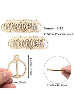 Yueton yueton 50PCS 1-25 Wooden Numbers Ornaments, Unfinished Number Wood Pieces Wood Slices Wood Chips, Wooden Gift Tags, for Birthday, Wedding, Halloween, Christmas, Thanksgiving, Advent, New Year  - Image 3
