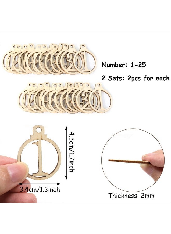 يوتون زينة خشبية للأرقام من يوتون، ٥٠ قطعة، من ١ إلى ٢٥، قطع خشبية غير مكتملة، شرائح خشبية، رقائق خشبية، بطاقات هدايا خشبية، لأعياد الميلاد، حفلات الزفاف، الهالوين، الكريسماس، عيد الشكر، مجيء المسيح، رأس السنة الجديدة - Image 3