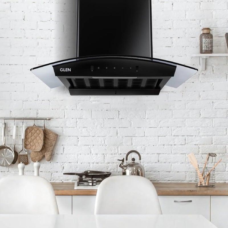GLEN Glen Auto Clean Curved Glass Filter less Kitchen Chimney with Motion Sensor 76cm 1200 m3h 6058 BL Auto Clean  - Image 2