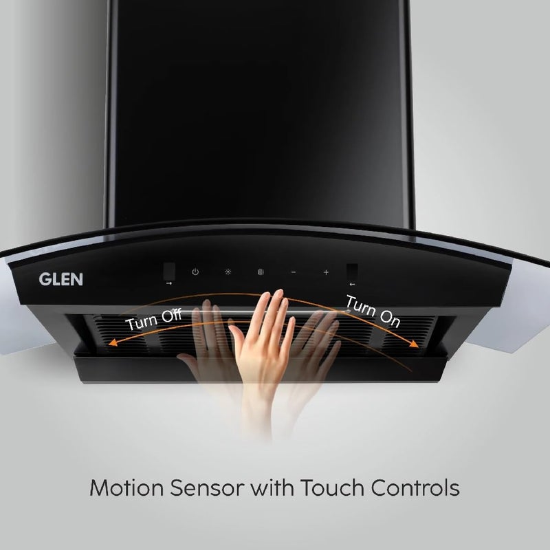 GLEN Glen Auto Clean Curved Glass Filter less Kitchen Chimney with Motion Sensor 76cm 1200 m3h 6058 BL Auto Clean  - Image 4