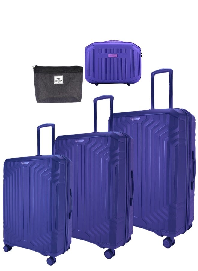 SONADA Sonada Unbreakable Luggage Unisex ,Double Zipper ,Expandable, TSA Lock With 4 Double Silent Wheels Set of 4 (Black)  - Image 1