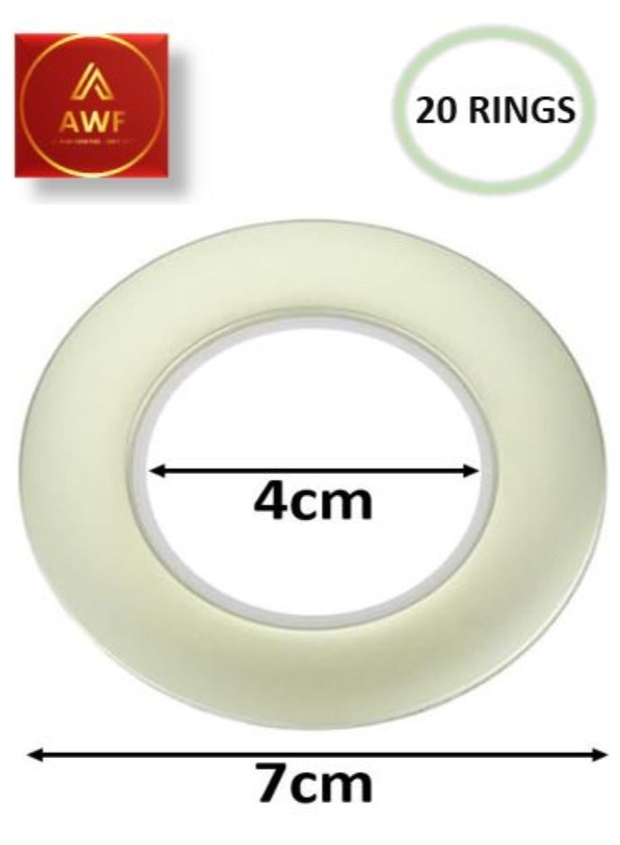 AL WADI FURNITURE AWF Al Wadi Furniture Pack of 20 Brass Curtain Grommets Round Plastic Curtain Eyelet Rings with nano-scale silencer ring, DIY Rings for Window Curtain, Shower Curtain, Locker Room Door Curtain  - Image 2