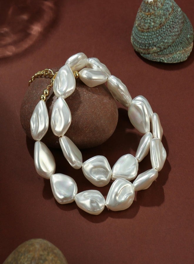 Badu Chunky Pearl Necklaces for Women,Irregular Pearl Beaded Choker Wedding Necklace Delicate Jewelry for Women Simple Bridesmaid Jewelry Gifts - Image 5