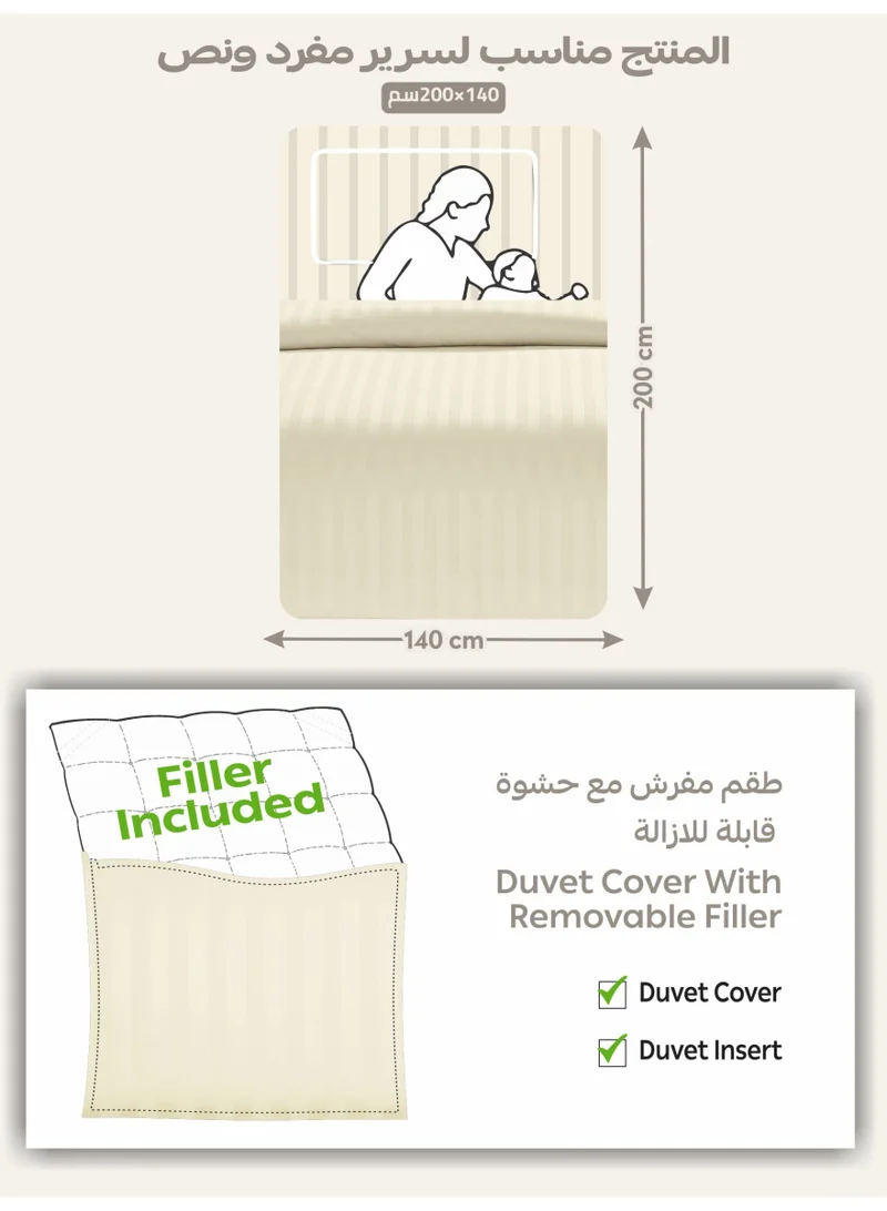 دوناتيلا Striped Comforter Set, Single Size Fits 140x200 cm, 5-Piece Hotel Bedding with 350 GSM Filling – Comforter, Comforter Cover, Fitted Sheet, Pillowshams.