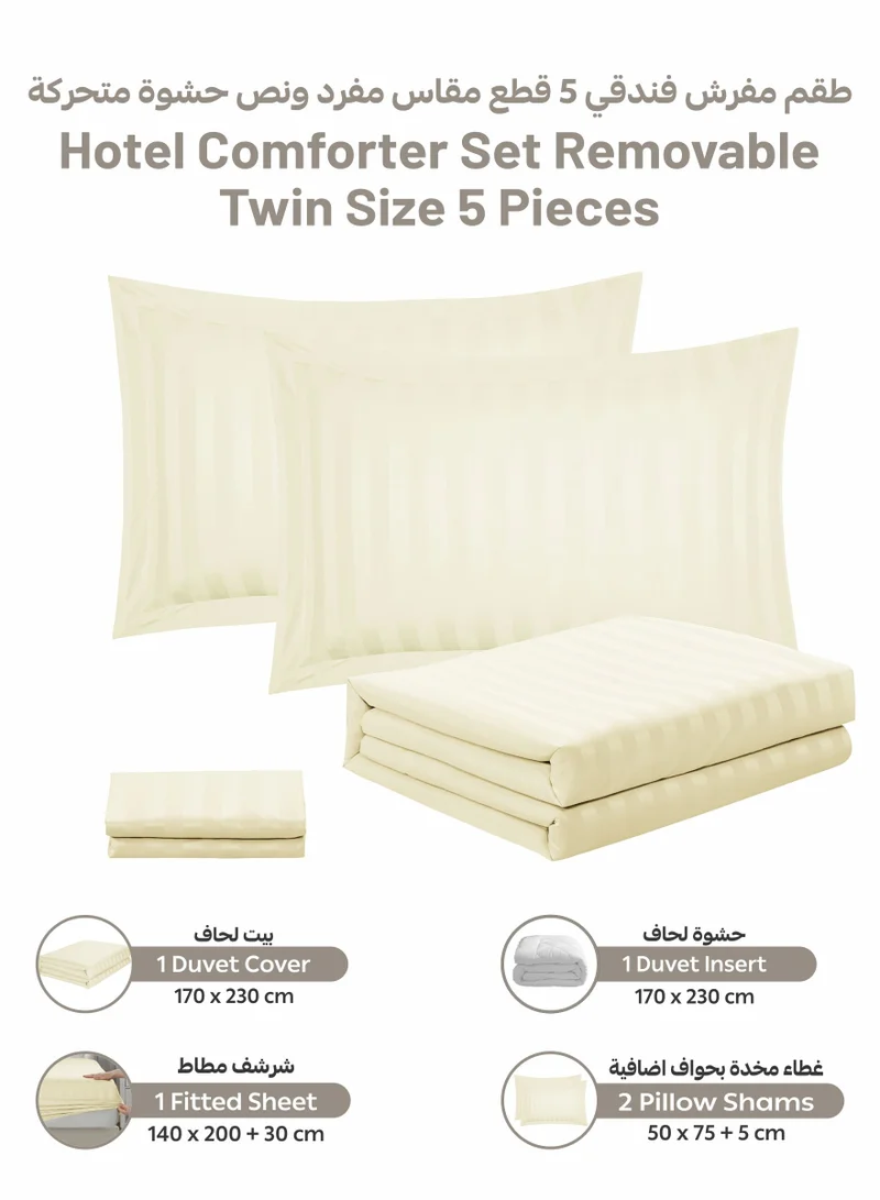 دوناتيلا Striped Comforter Set, Single Size Fits 140x200 cm, 5-Piece Hotel Bedding with 350 GSM Filling – Comforter, Comforter Cover, Fitted Sheet, Pillowshams.