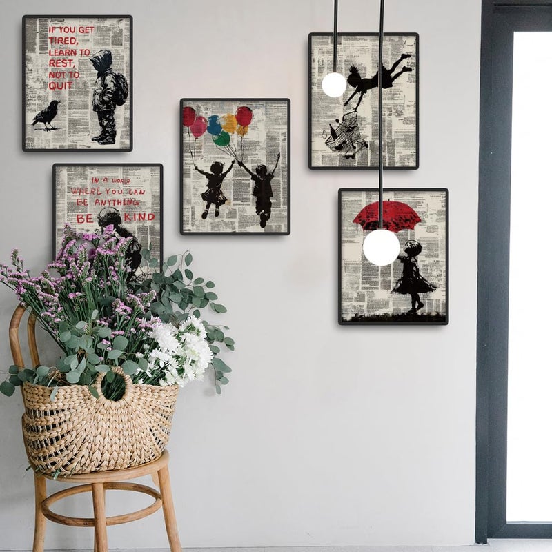 DOODLREAM 9 Pack Unframed Waterproof Banksy Canvas Wall Art Decor, Inspirational Quotes Never Give Up Not to Quit 8 x 10 Inch Canvas Wall Poster for Home Office Classroom Bedroom Living Room Decor - Image 5