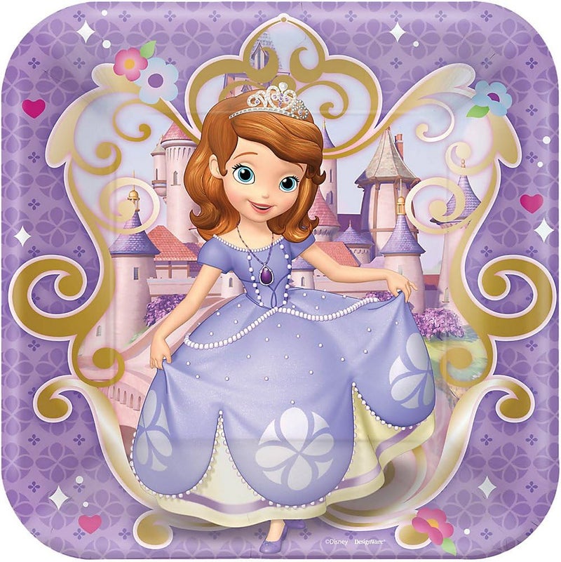 Hallmark Disney Junior Sofia The First Square Dinner Plates 8 - Image 3
