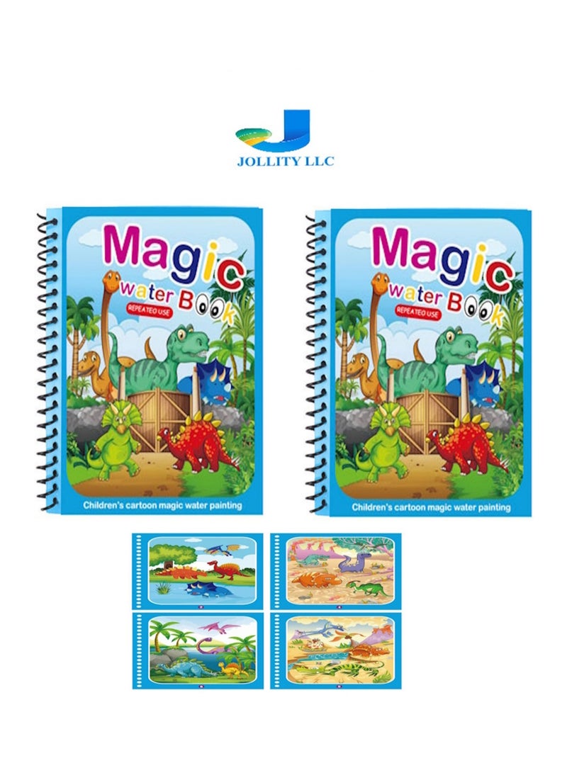 JOLLITY LLC Dinosaur Magic Water Books Drawing Toys for Kids 2 years plus Old Montessori Toys Drawing Book with Painting Pen Baby Toys 2 pcs - Image 1