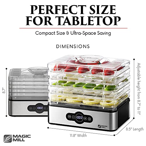 Magic Mill Food Dehydrator Machine | 5 Stackable Stainless Steel Trays Jerky Dryer with Digital Adjustable Timer & Temperature Control - Electric Food Preserver for Fruits, Veggies, Meats & Dog Treats - Image 3