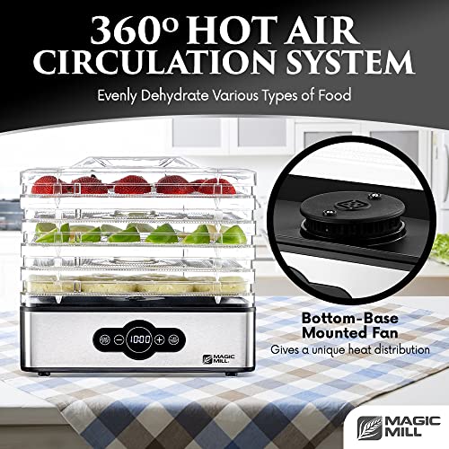 Magic Mill Food Dehydrator Machine | 5 Stackable Stainless Steel Trays Jerky Dryer with Digital Adjustable Timer & Temperature Control - Electric Food Preserver for Fruits, Veggies, Meats & Dog Treats - Image 4