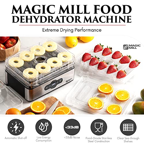 Magic Mill Food Dehydrator Machine | 5 Stackable Stainless Steel Trays Jerky Dryer with Digital Adjustable Timer & Temperature Control - Electric Food Preserver for Fruits, Veggies, Meats & Dog Treats - Image 5