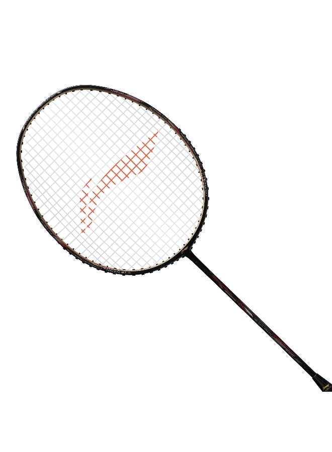 Li-Ning Super Series SS100 Carbon Graphite Badminton Strung Badminton Racket with Full Racket Cover (Black/Gold) - Image 1