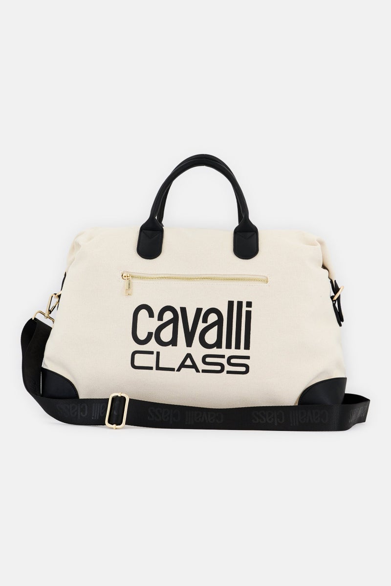 Cavalli Class Women Brand Logo Tote Bag, Off White - Image 1