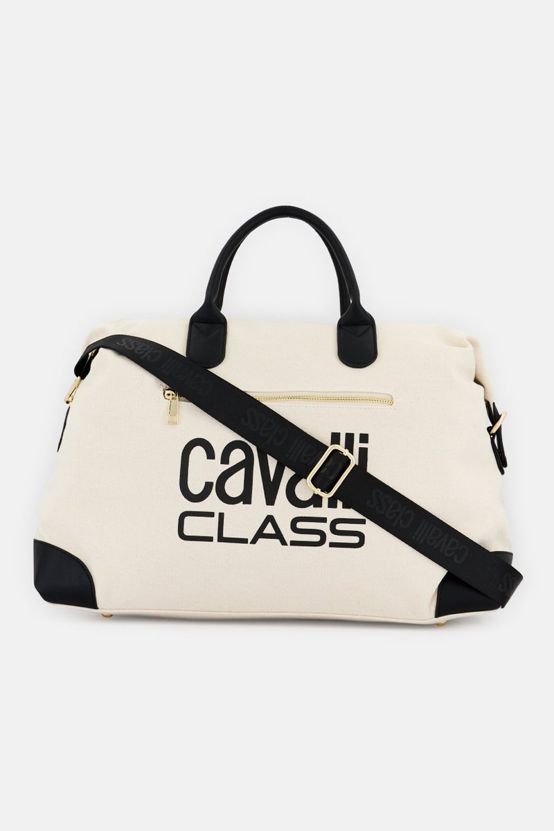 Cavalli Class Women Brand Logo Tote Bag, Off White - Image 2
