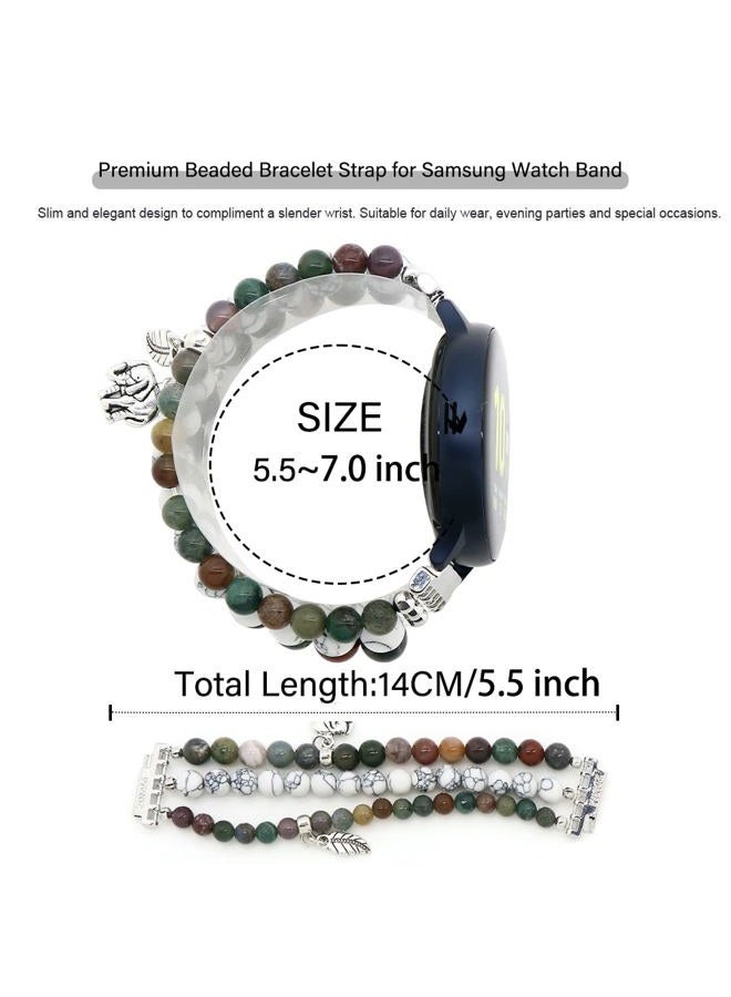LuReen Beaded Band Compatible with Samsung Galaxy Watch 4 Band 40mm 44mm/Galaxy Watch Active 2 Band/Galaxy Watch 5/Galaxy Watch 5 Pro 45mm, 20mm Natural Stone Bracelet Replacement Band for Women - Image 3