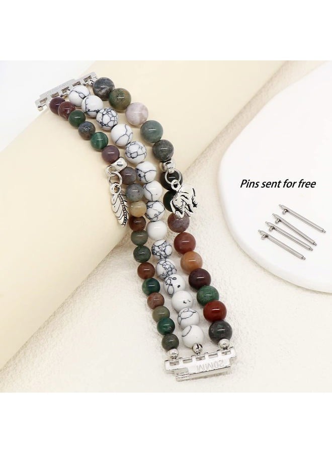 LuReen Beaded Band Compatible with Samsung Galaxy Watch 4 Band 40mm 44mm/Galaxy Watch Active 2 Band/Galaxy Watch 5/Galaxy Watch 5 Pro 45mm, 20mm Natural Stone Bracelet Replacement Band for Women - Image 2