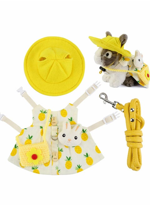 Adjustable Rabbit Harness and Leash Set Suitable for Small Pets Bunny Ferret Hamster Pineapple Design Outfit