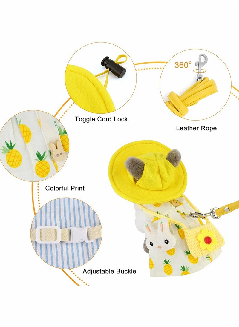 Generic - Adjustable Rabbit Harness and Leash Set Suitable for Small Pets Bunny Ferret Hamster Pineapple Design Outfit - Image 1