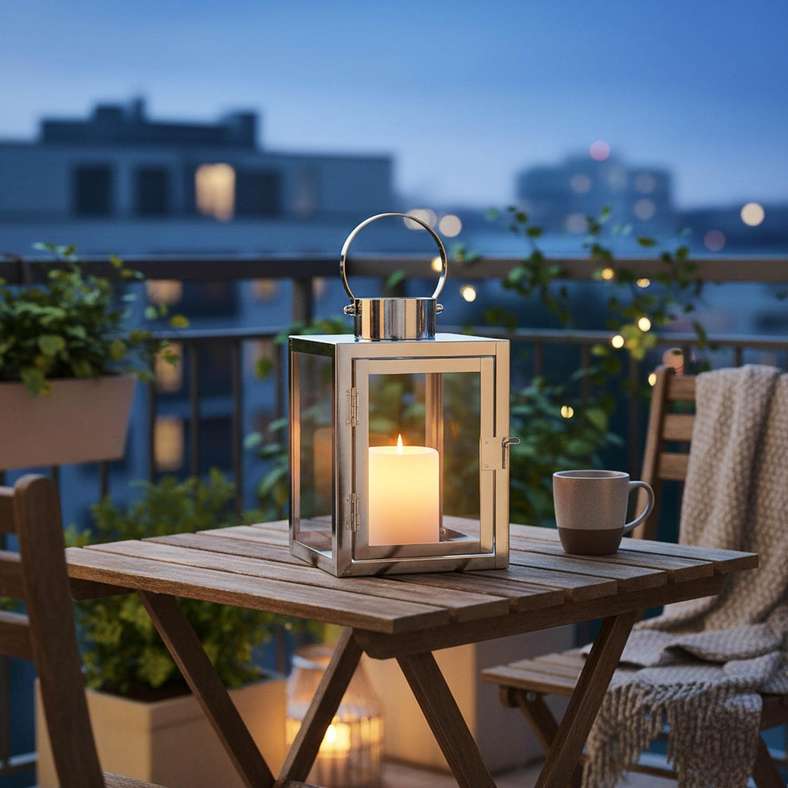 Pan Home Hillary Modern Metal Lantern 10x10x15.5cm - Sliver - 112AIC9904221 - Image 1