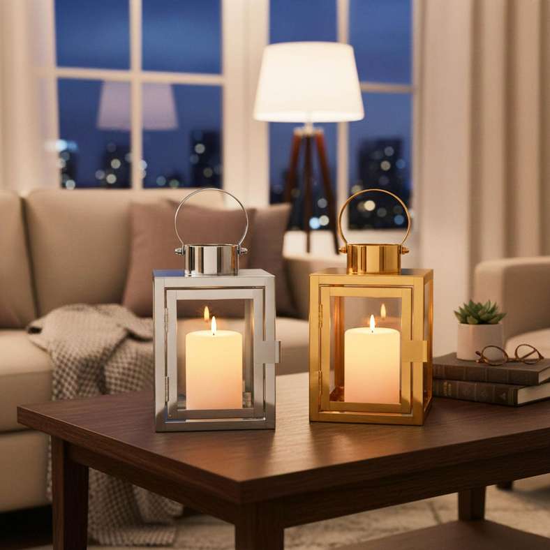 Pan Home Hillary Modern Metal Lantern 10x10x15.5cm - Sliver - 112AIC9904221 - Image 4