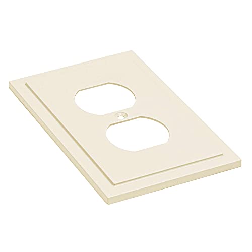 Henne Bery Modern Edge Decorative Wall Plate Switch Plate Outlet Cover, Durable Solid Zinc Alloy (Single Duplex 3PK, Light Almond) - Image 2