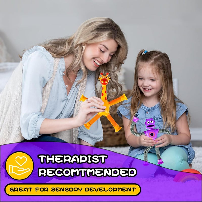 CHESLICR Autism Sensory Toys for Kid Boys Year Old Ages 4 5 6 7 8 9 10(2PCS), Suction Robot Toy Pop Tube Fidget Toys Autistic Travel Toys Valentine's Day Gift Easter Basket Stocking Stuffer for Kids - Image 5