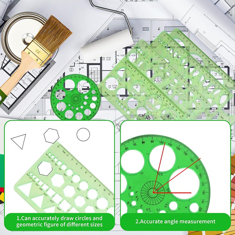 Pretwad 5 Pieces Circle Template - Plastic Circle and Oval Measuring Templates Circle Guide Stencil Geometry Rulers Geometric Drawings Templates for Office School Building Formwork Drawings Template - Image 4