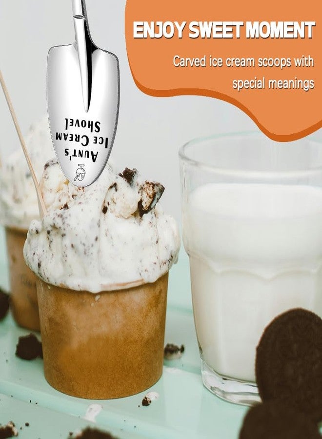 Borhmty Aunt Auntie Mothers Day Birthday Gifts for Aunts Aunty from Nephew Niece Auntie Ice Cream Shovel Engraved Spoon Gifts for Women Aunt Gift for Aunties Aunty Ice Cream Scoops - Image 4