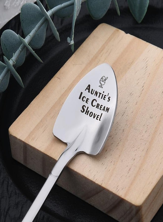 Borhmty Aunt Auntie Mothers Day Birthday Gifts for Aunts Aunty from Nephew Niece Auntie Ice Cream Shovel Engraved Spoon Gifts for Women Aunt Gift for Aunties Aunty Ice Cream Scoops - Image 5