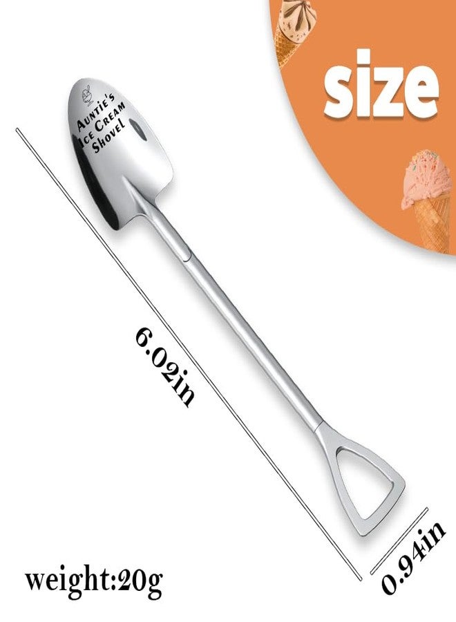 Borhmty Aunt Auntie Mothers Day Birthday Gifts for Aunts Aunty from Nephew Niece Auntie Ice Cream Shovel Engraved Spoon Gifts for Women Aunt Gift for Aunties Aunty Ice Cream Scoops - Image 2