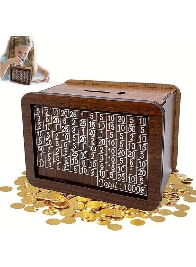 CIRCADIAN Wooden Piggy Bank for Kids & Adults, Coin Box with Carved Design, Savings Box, Mini Bank, Donation Box, Smart Money Box, Wooden Coin Box, Money Saver, Piggy Bank with Numbers - Image 3