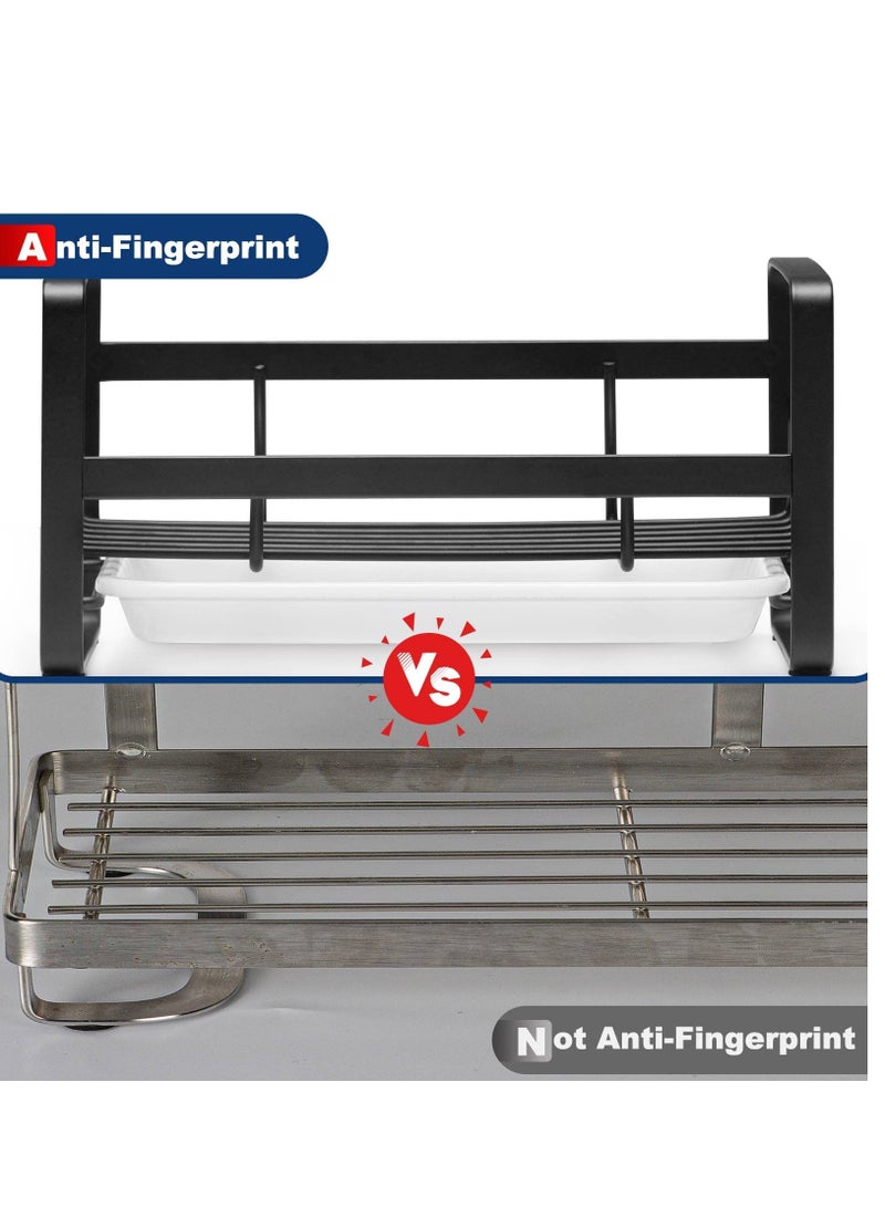 304 Stainless Steel Kitchen Sink Sponge Holder with Removable Drip Tray, Countertop Organizer for Dish Soap, Black (Dispenser and Brush Not Included) - Image 3