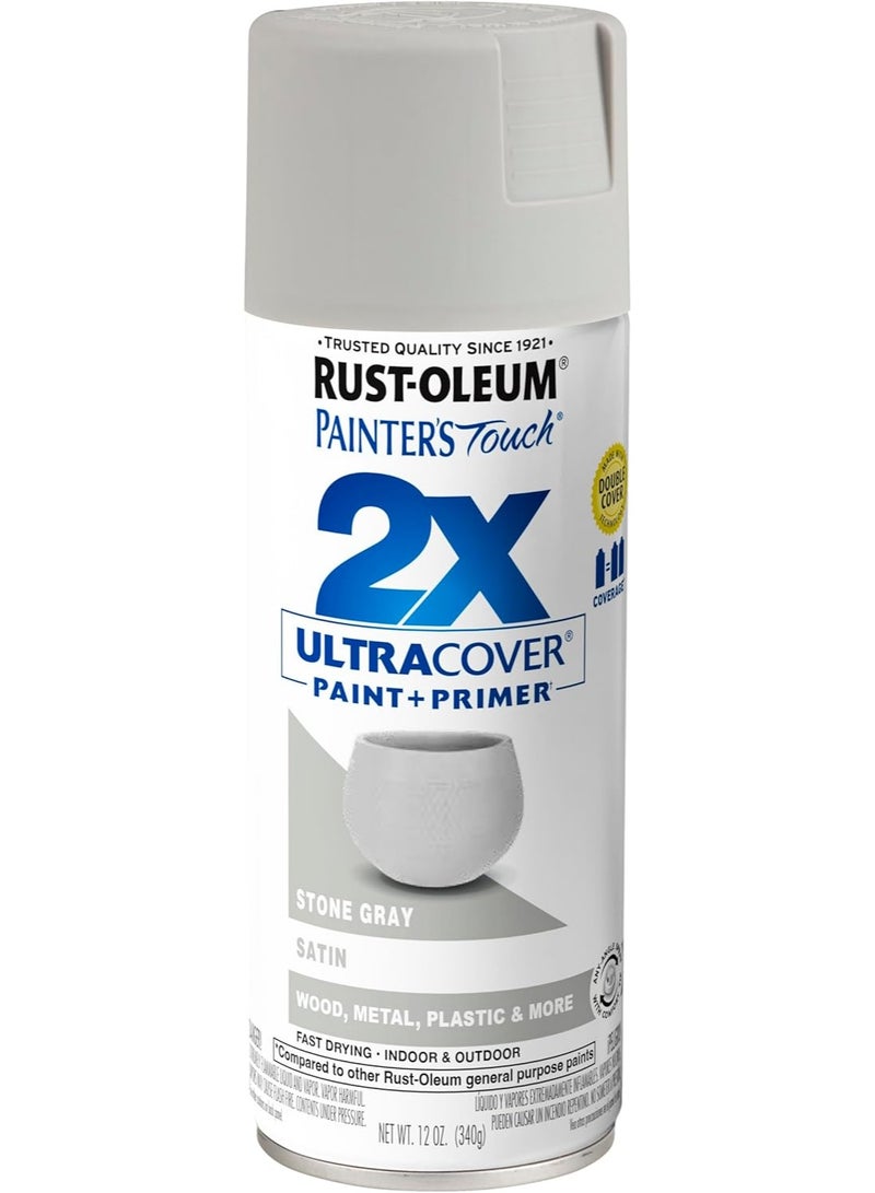 RUST-OLEUM Painter's Touch 2X Ultra Cover Spray Paint 340 G Satin Stone Gray - Image 1