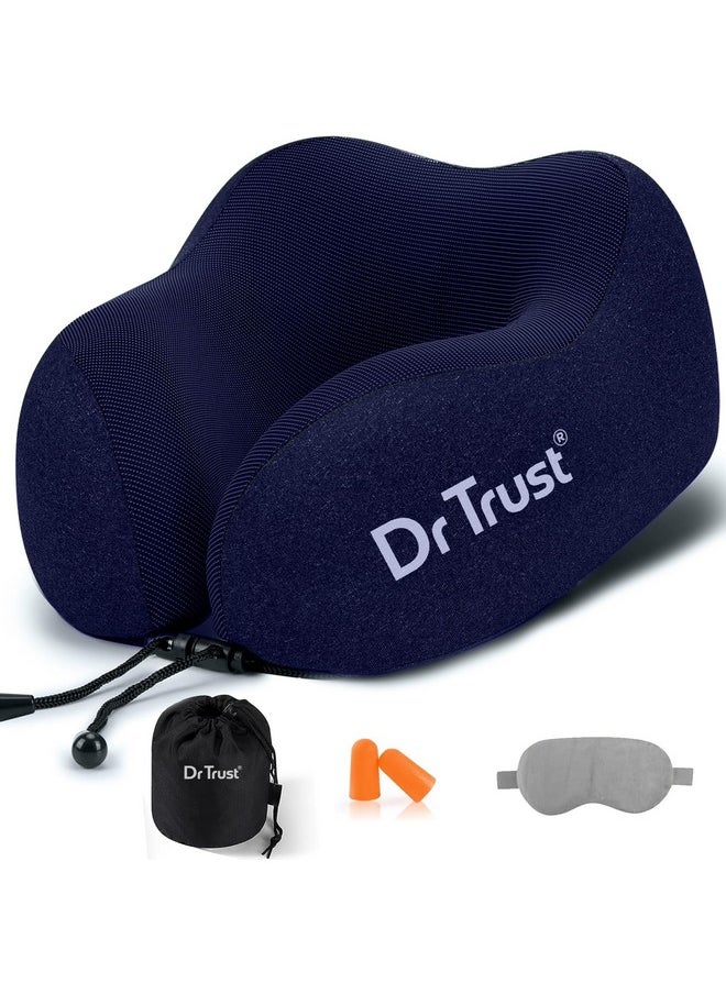Dr Trust - Dr Trust Usa Travel Neck Rest Pillow For Airplanes, Memory Foam Air Travelling Head Rest Support For Adults Flights Accessories Orthopedic Aircraft Pillow Recommended For Neck Pain -358, Black - Image 1