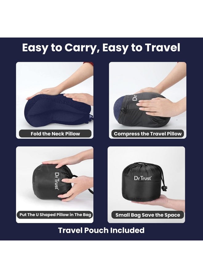 Dr Trust - Dr Trust Usa Travel Neck Rest Pillow For Airplanes, Memory Foam Air Travelling Head Rest Support For Adults Flights Accessories Orthopedic Aircraft Pillow Recommended For Neck Pain -358, Black - Image 1