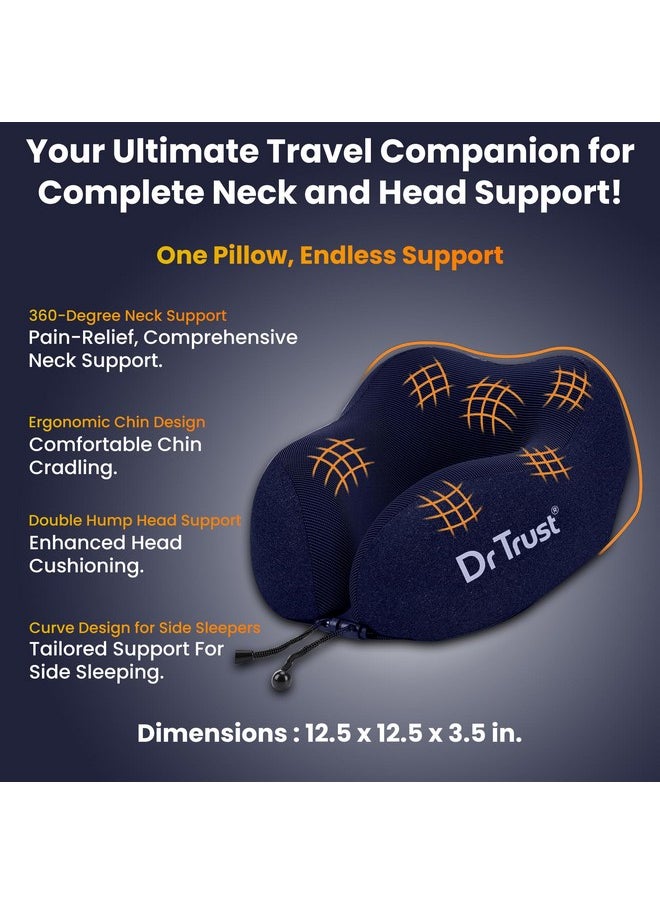 Dr Trust - Dr Trust Usa Travel Neck Rest Pillow For Airplanes, Memory Foam Air Travelling Head Rest Support For Adults Flights Accessories Orthopedic Aircraft Pillow Recommended For Neck Pain -358, Black - Image 1