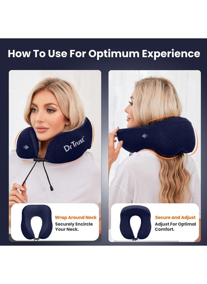Dr Trust - Dr Trust Usa Travel Neck Rest Pillow For Airplanes, Memory Foam Air Travelling Head Rest Support For Adults Flights Accessories Orthopedic Aircraft Pillow Recommended For Neck Pain -358, Black - Image 1