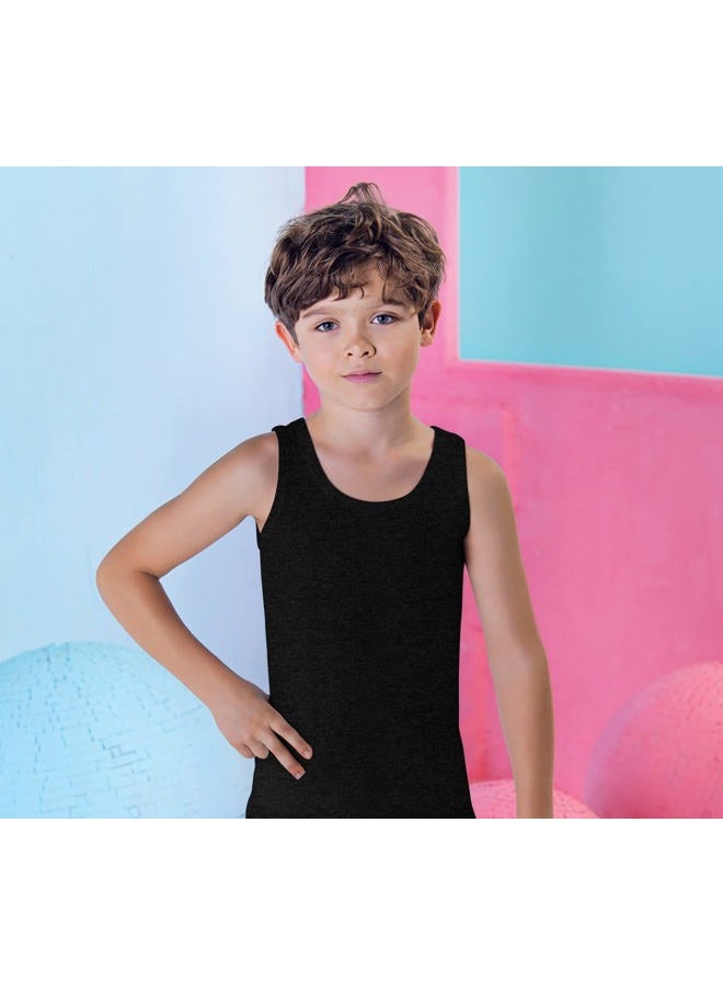 Brix Boys Undershirt Tank Top - Tagless 100% Cotton Super Soft 4 Pack Novelty. (Black 4 Pack, 9-10 Years) - Image 3