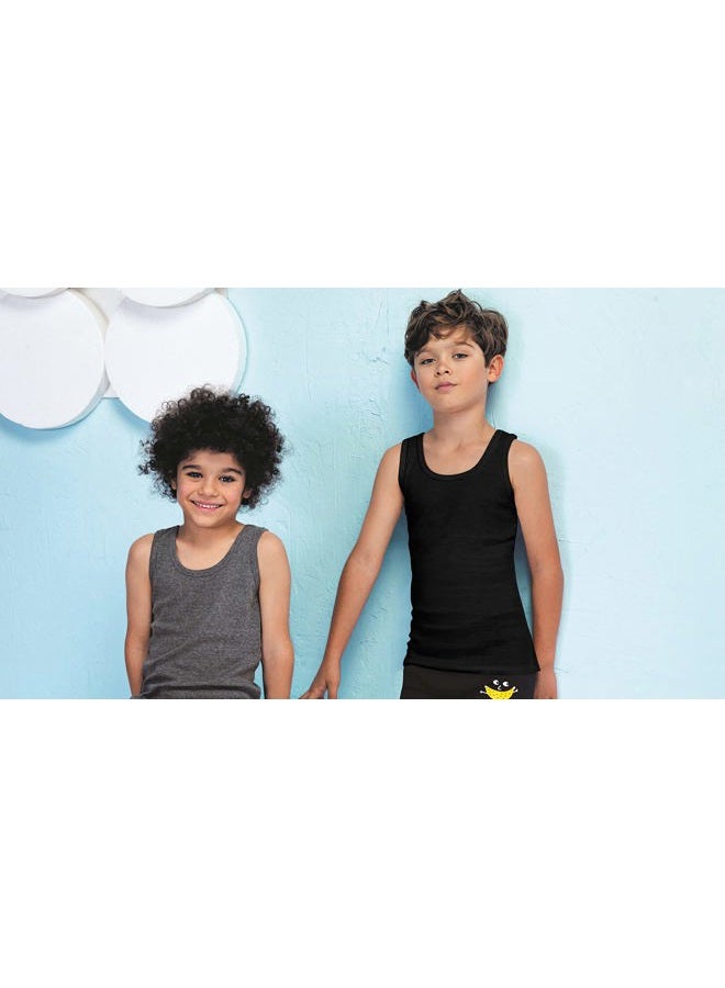 Brix Boys Undershirt Tank Top - Tagless 100% Cotton Super Soft 4 Pack Novelty. (Black 4 Pack, 9-10 Years) - Image 2