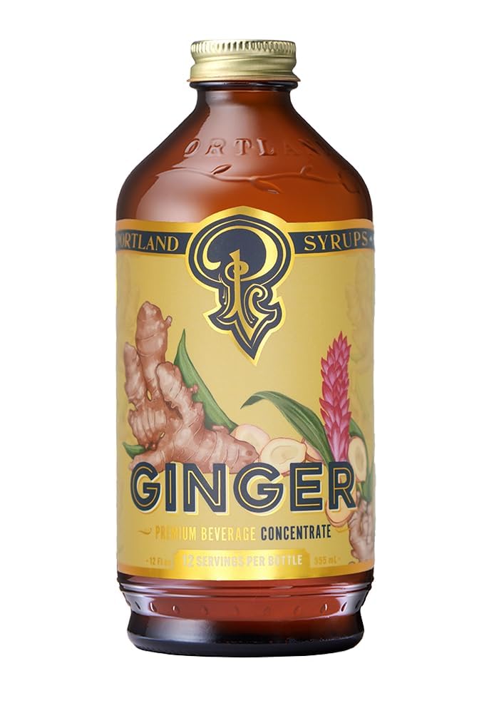 Portland Syrups Authentic Ginger Syrup - Premium Beverage Concentrate for Cocktails, Mocktails, Sodas, and More - Organic Ginger and Cane Sugar - 12oz bottle, 12-24 servings (Pack of 1) - Image 1