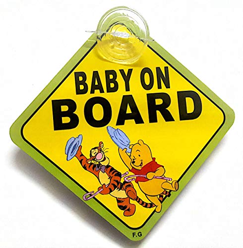 Vadda Baby On Board Sleeping Child/Baby Vehicle Decal, Window Hanging Safety Sign for Car Pooh 4 - Image 1