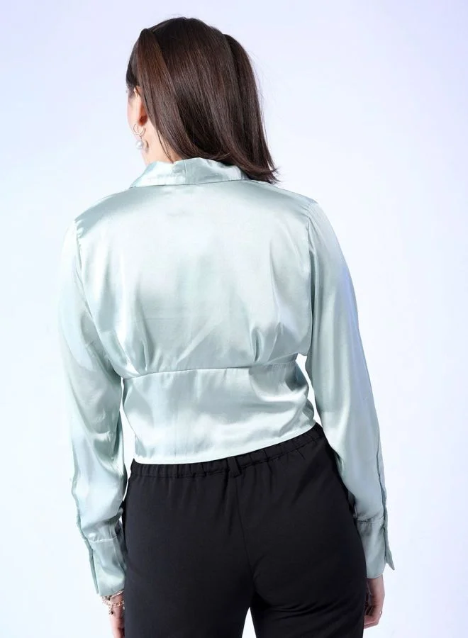 Freehand  Women Regular Fit Solid Shirt Collar Long Sleeve Top  | Best Price UAE