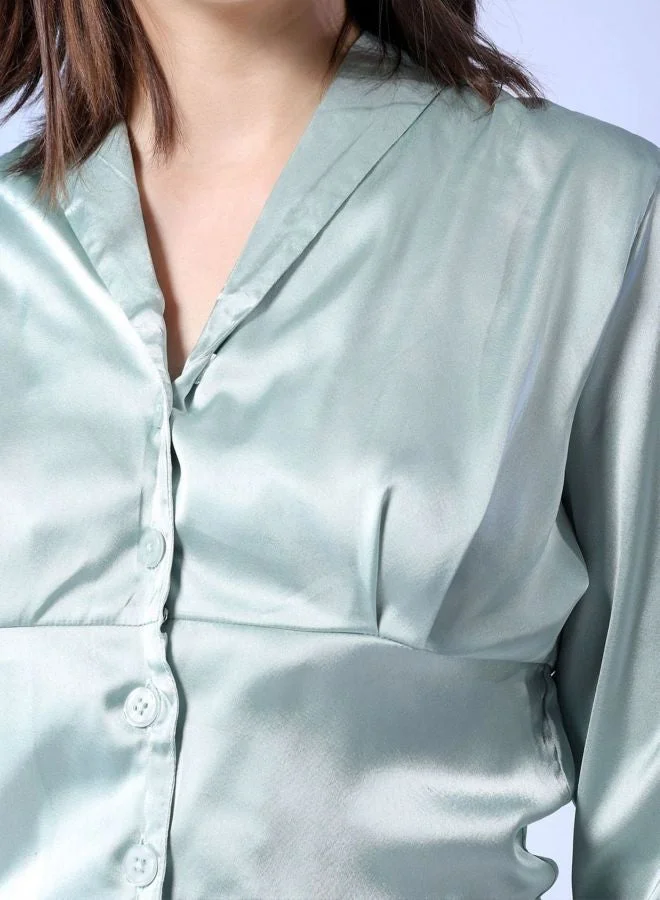 Freehand Women Regular Fit Solid Shirt Collar Long Sleeve Top