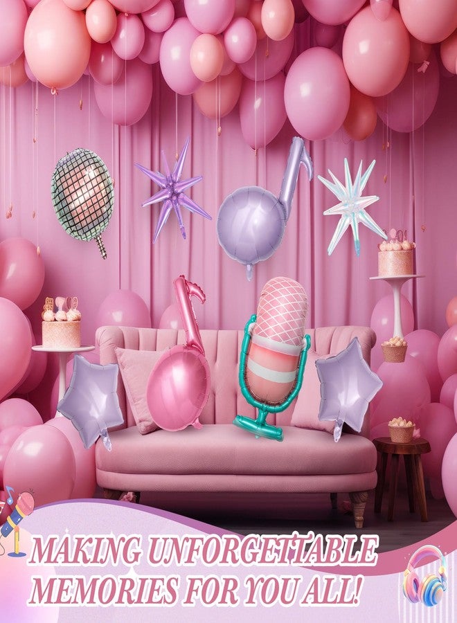Chicmount 8pcs Kpop Birthday Decorations Music Note Balloons huge Iridescent Disco Ball Microphone 22 Inch Explosion Star Balloon for K-pop Party Favors Singer Fans Party Concert Supplies - Image 5