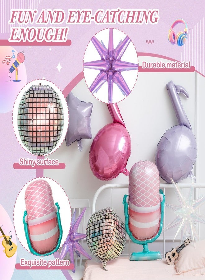 Chicmount 8pcs Kpop Birthday Decorations Music Note Balloons huge Iridescent Disco Ball Microphone 22 Inch Explosion Star Balloon for K-pop Party Favors Singer Fans Party Concert Supplies - Image 3