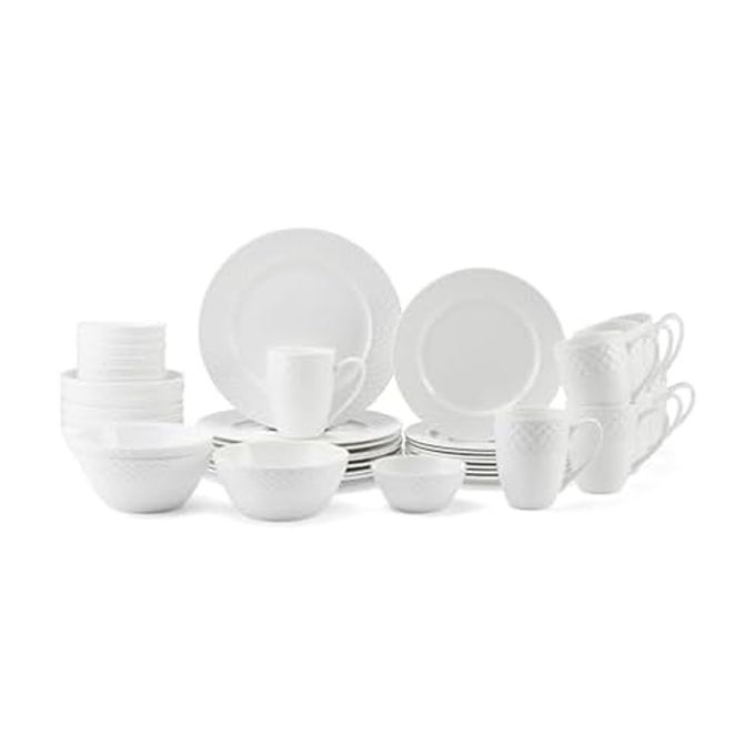 Mikasa Trellis Bone China Lightweight Chip Resistant 40 Piece Dinnerware Set, Service For 8 - Image 1